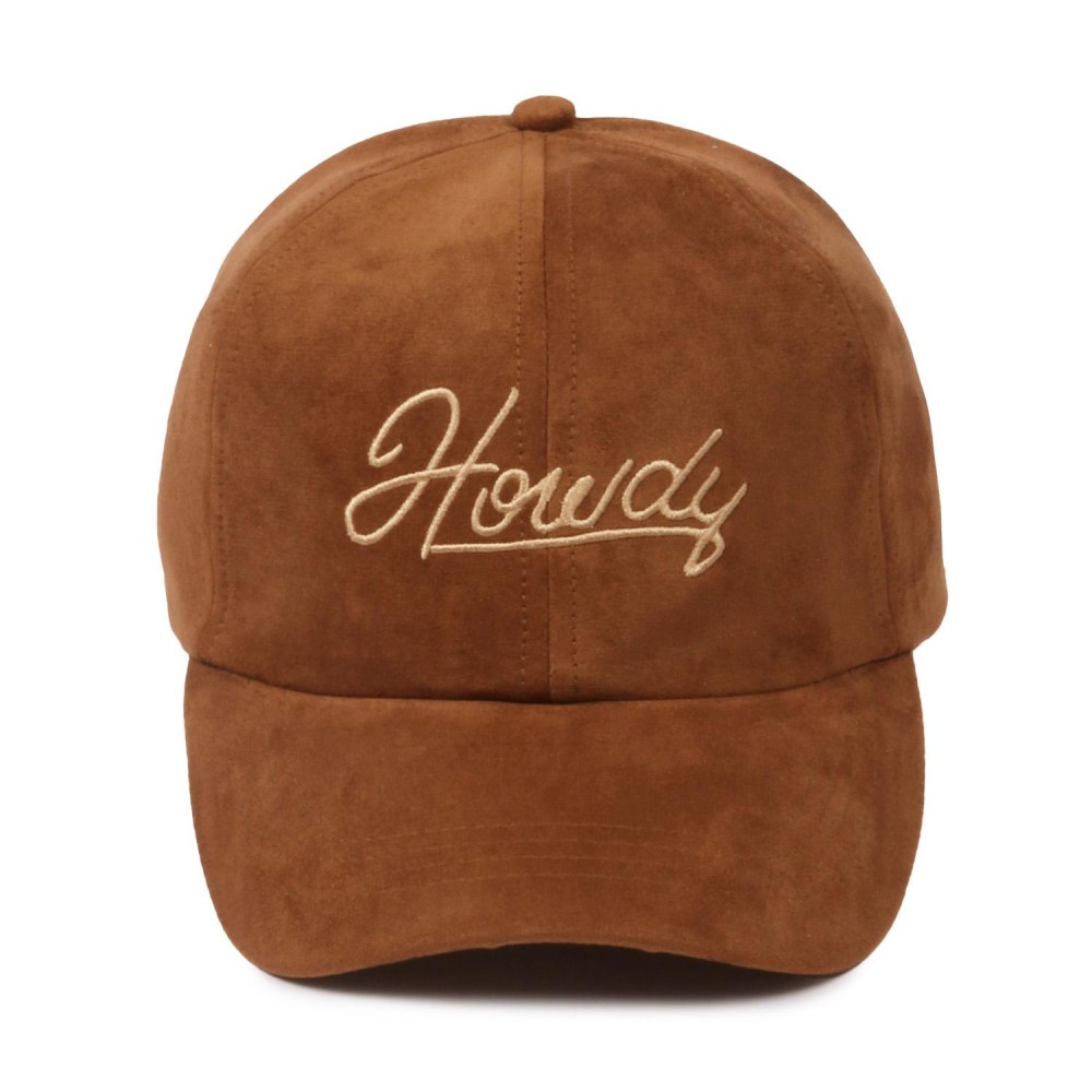 'Howdy' Embroidered Faux Suede Baseball Cap - One Size Fits Most - Slide Buckle Adjustment - 100% Polyester view 2