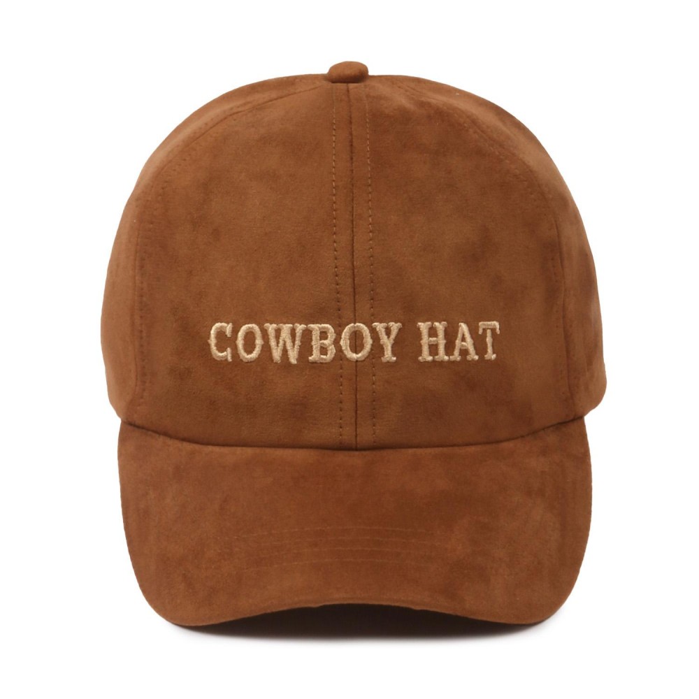 'COWBOY HAT' Embroidered Faux Suede Baseball Cap - One Size Fits Most - Slide Buckle Adjustment - 100% Polyester view 2
