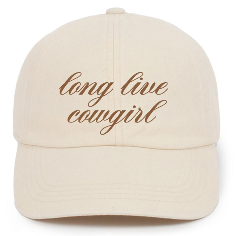 Long Live Cowgirl' Embroidered Baseball Cap - One Size Fits Most - Slide Buckle Adjustment - 100% Cotton view 2