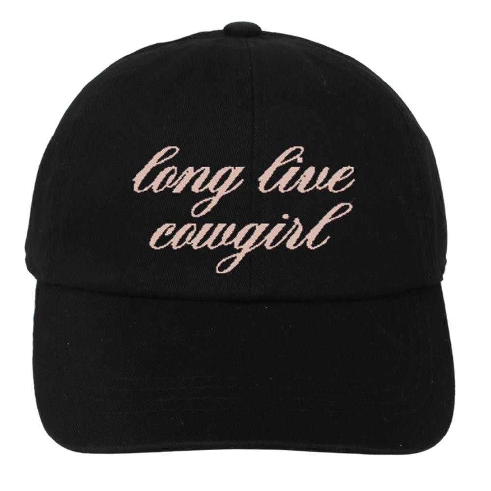 Long Live Cowgirl' Embroidered Baseball Cap - One Size Fits Most - Slide Buckle Adjustment - 100% Cotton view 2