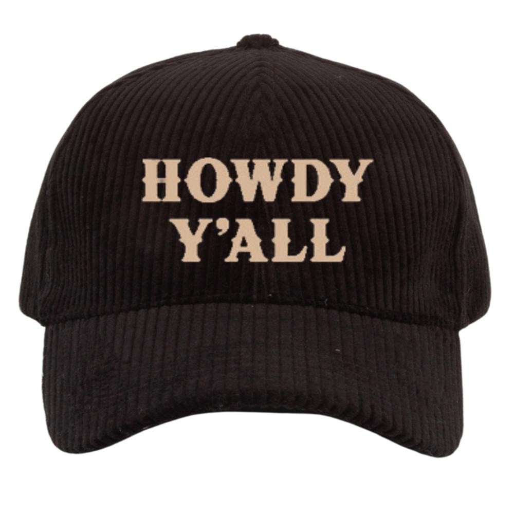 'HOWDY Y'ALL' Embroidered Corduroy Baseball Cap - One Size Fits Most - Slide Buckle Adjustment - 100% Cotton view 2