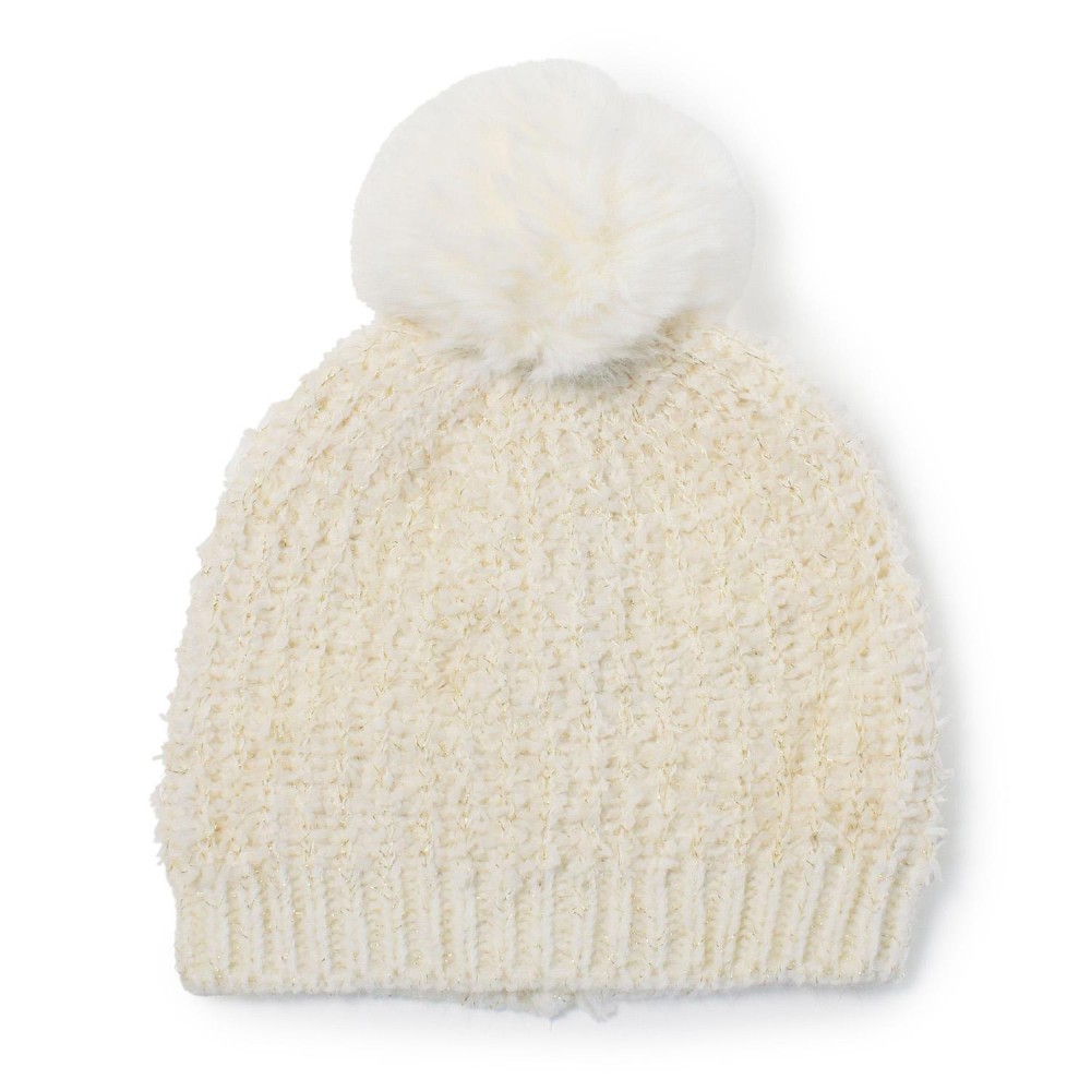 Lurex Knit & Tinsel Beanie With Faux Fur Pom - One Size Fits Most - 100% Polyester view 4