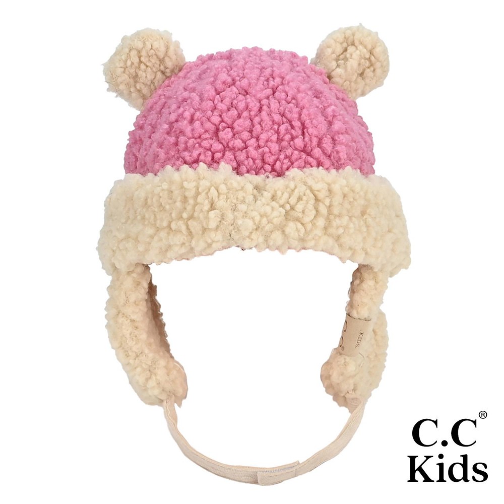 KD-HTS4441 Kids Lined Beanie With Earflaps - One Size Fits Most - Fleece Lining - Velcro Closure Chin Strap - 100% Polyester view 4