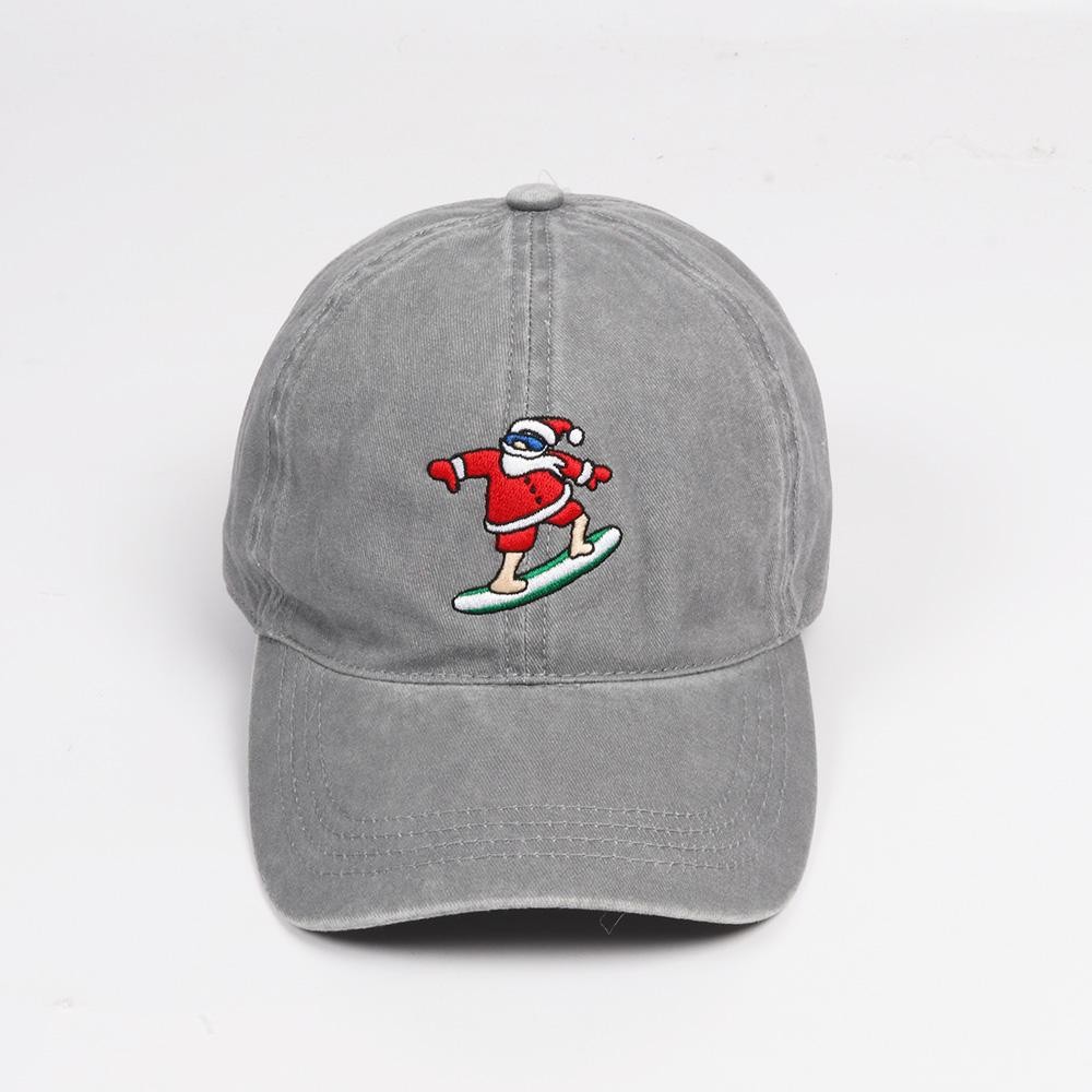 Santa Surfing Embroidered Baseball Cap - One Size Fits Most - Slide Buckle Adjustment - 100% Cotton view 2