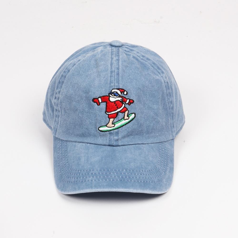 Santa Surfing Embroidered Baseball Cap - One Size Fits Most - Slide Buckle Adjustment - 100% Cotton view 2