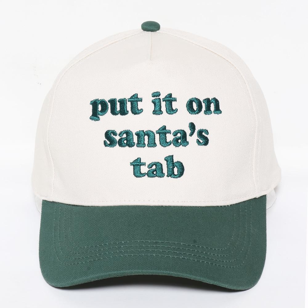 'put it on santa's tab' Embroidered Two Tone Baseball Cap - One Size Fits Most - Snap Back Closure - 100% Cotton view 2