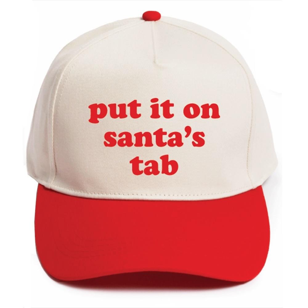 'put it on santa's tab' Embroidered Two Tone Baseball Cap - One Size Fits Most - Snap Back Closure - 100% Cotton view 2