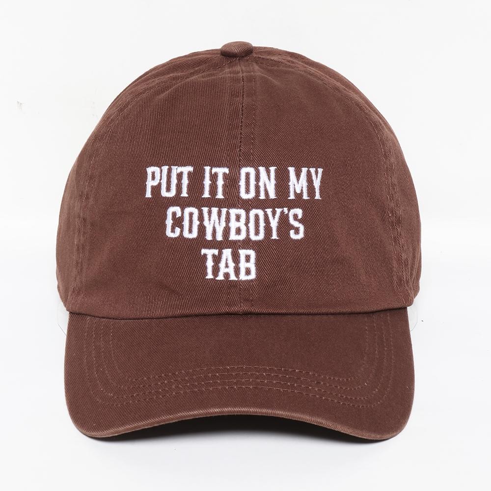 'Put It On My Cowboy's Tab' Embroidered Baseball Cap - One Size Fits Most - Snap Back Closure - 100% Cotton view 2