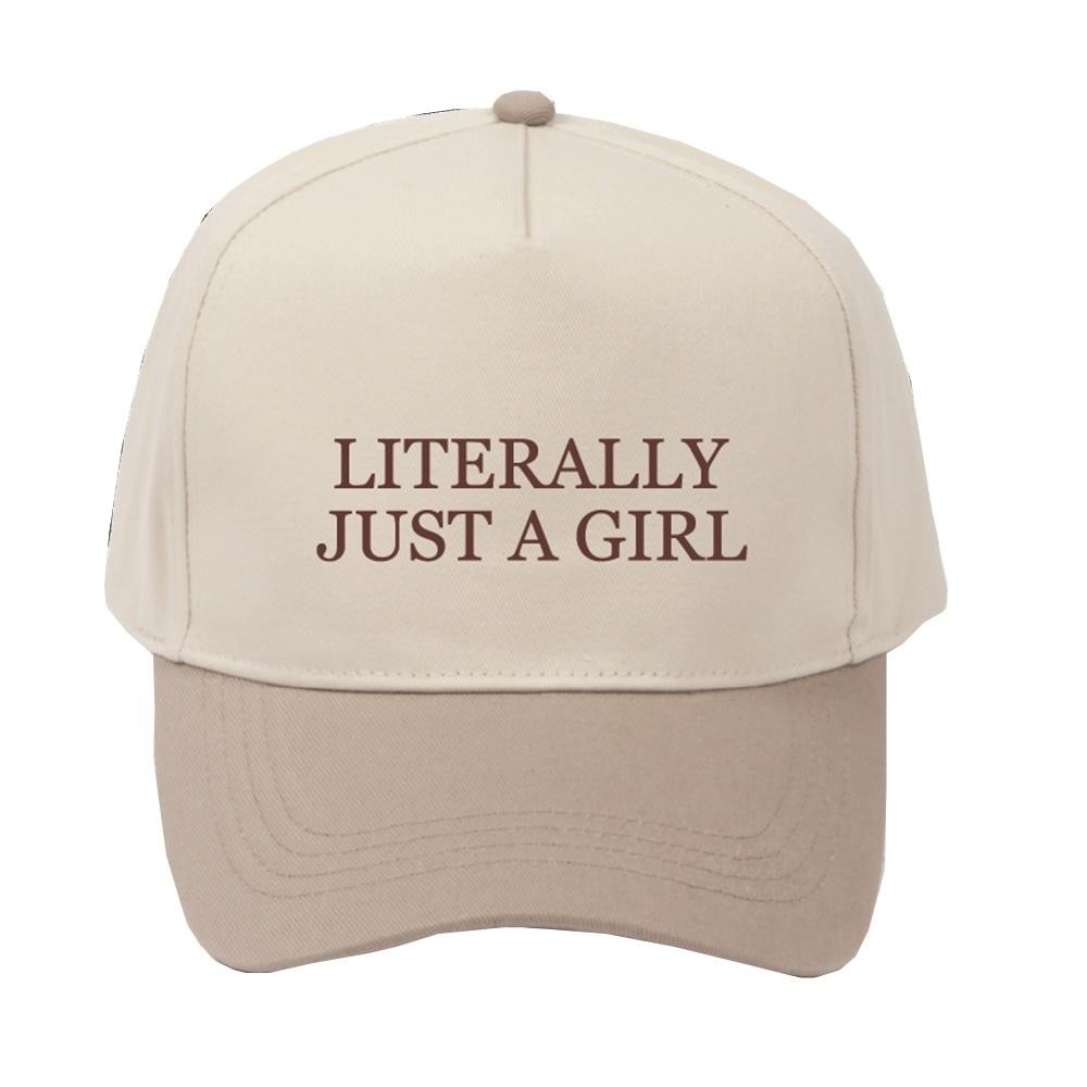 'LITERALLY JUST A GIRL' Embroidered Two Tone Baseball Cap - One Size Fits Most - Snap Back Closure - 100% Cotton view 2