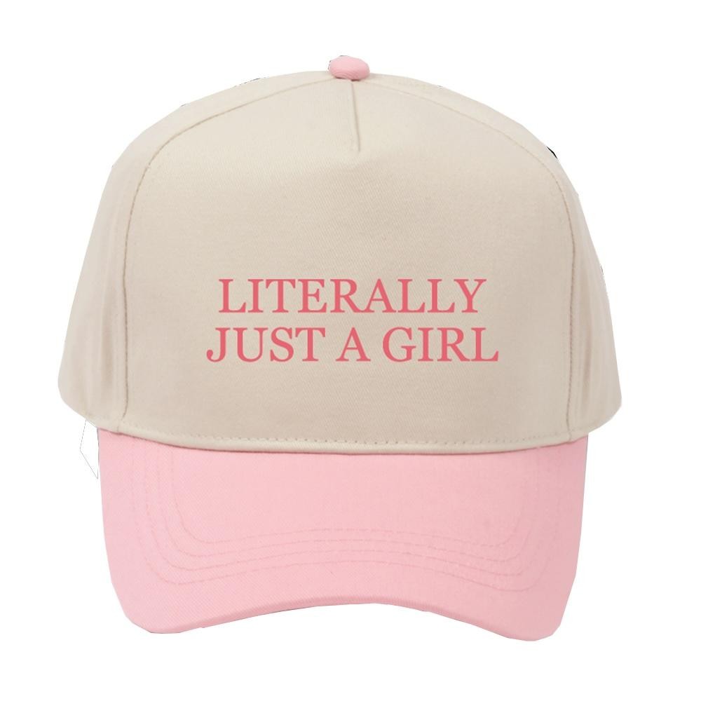 'LITERALLY JUST A GIRL' Embroidered Two Tone Baseball Cap - One Size Fits Most - Snap Back Closure - 100% Cotton view 2