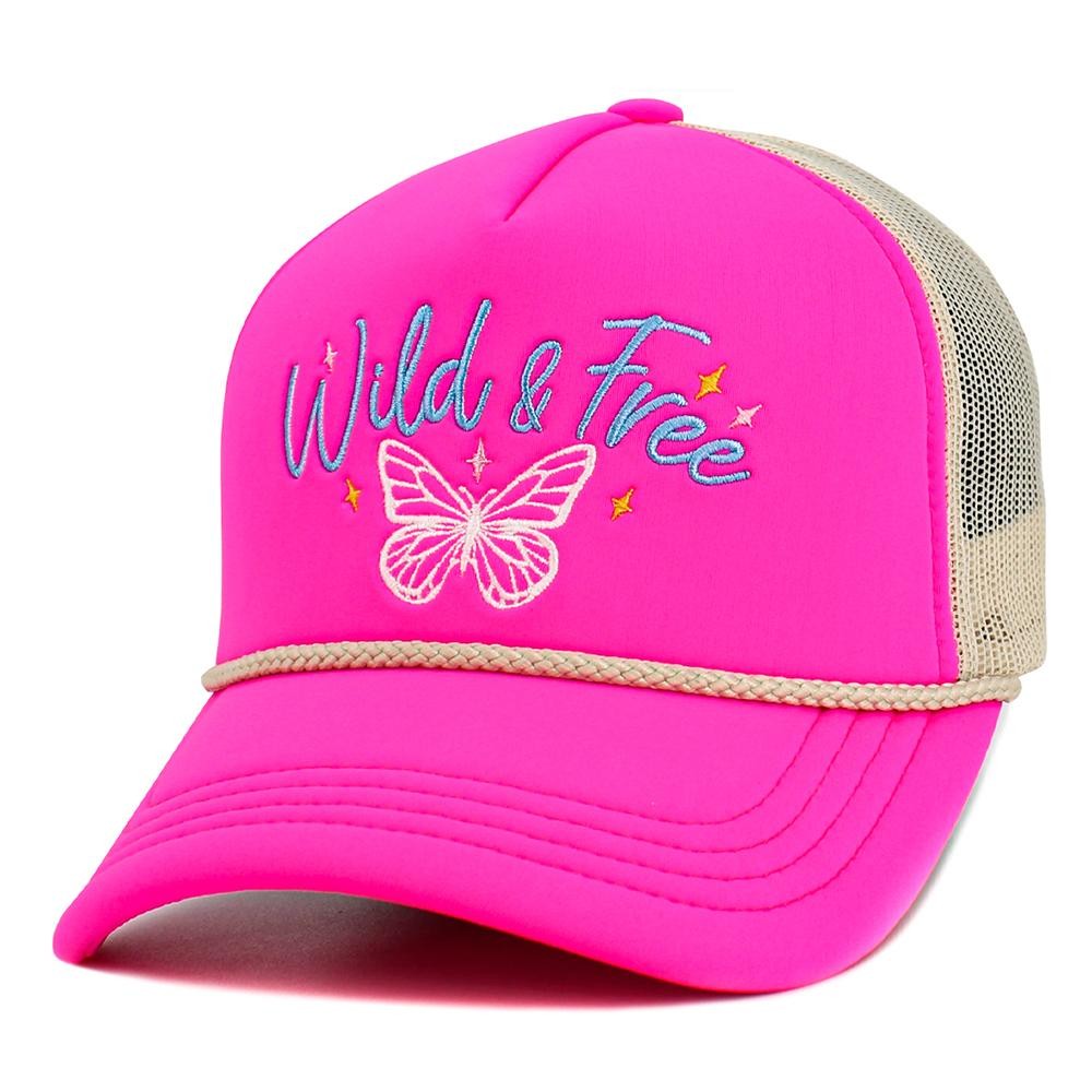 Vintage Embroidered "Wild & Free" Trucker Hat - One Size Fits Most - Adjustable Snap Closure - 45% Polyester 44% Nylon 11% Span view 4