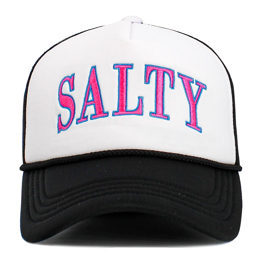 Vintage Embroidered "SALTY" Trucker Hat - One Size Fits Most - Adjustable Snap Closure - 45% Polyester 44% Nylon 11% Span view 2