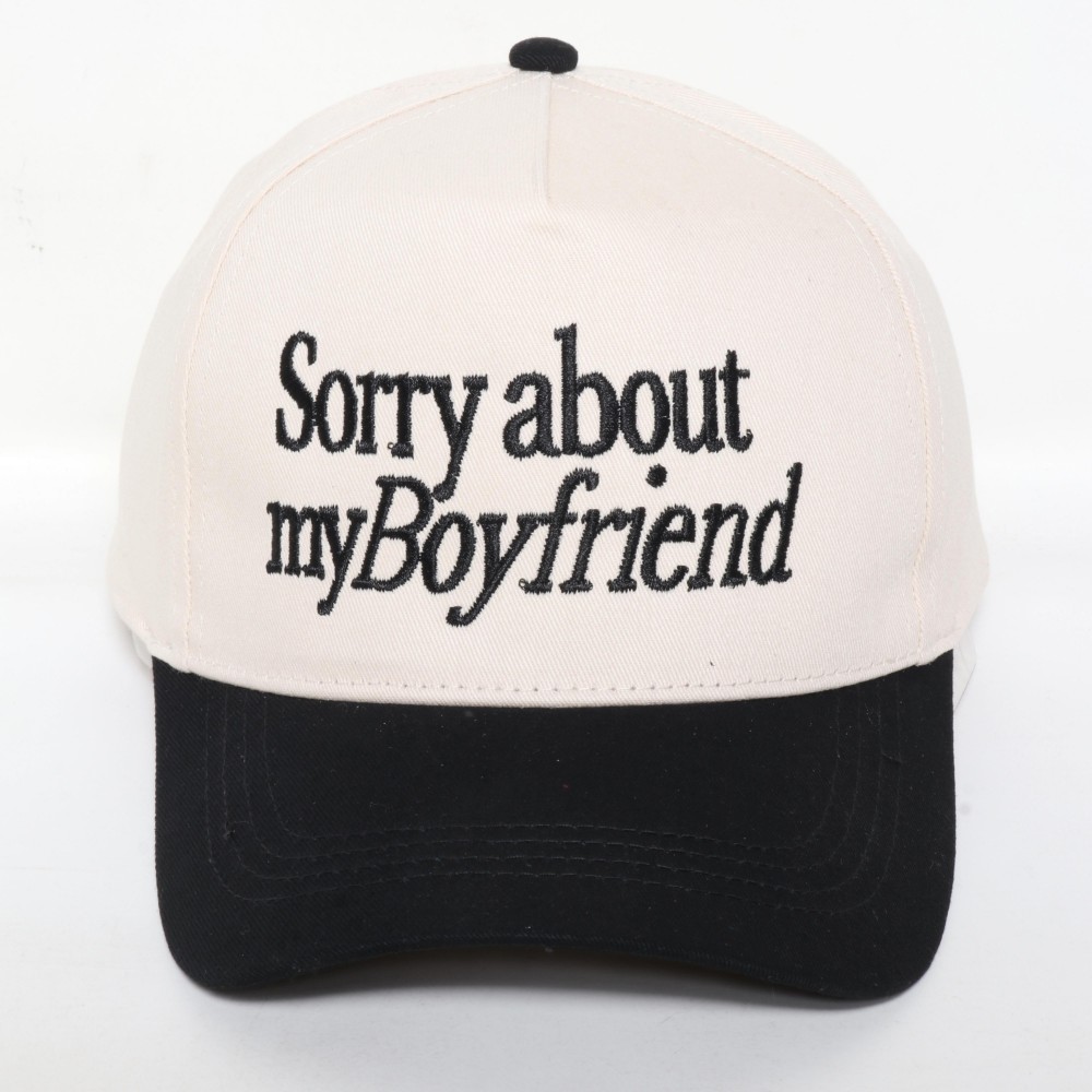 'Sorry about my Boyfriend' Embroidered Two Tone Baseball Cap - One Size Fits Most - Snap Back Closure - 100% Cotton view 2