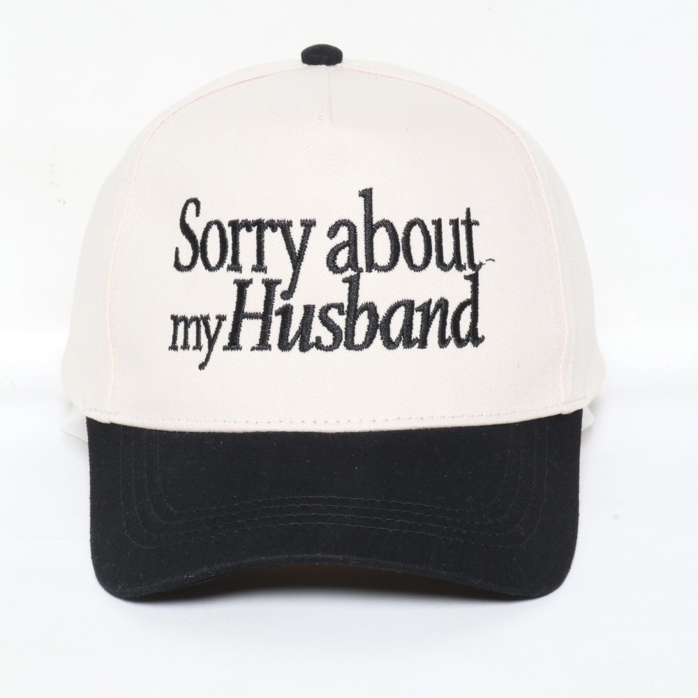 'Sorry about my Husband' Embroidered Two Tone Baseball Cap - One Size Fits Most - Snap Back Closure - 100% Cotton view 2