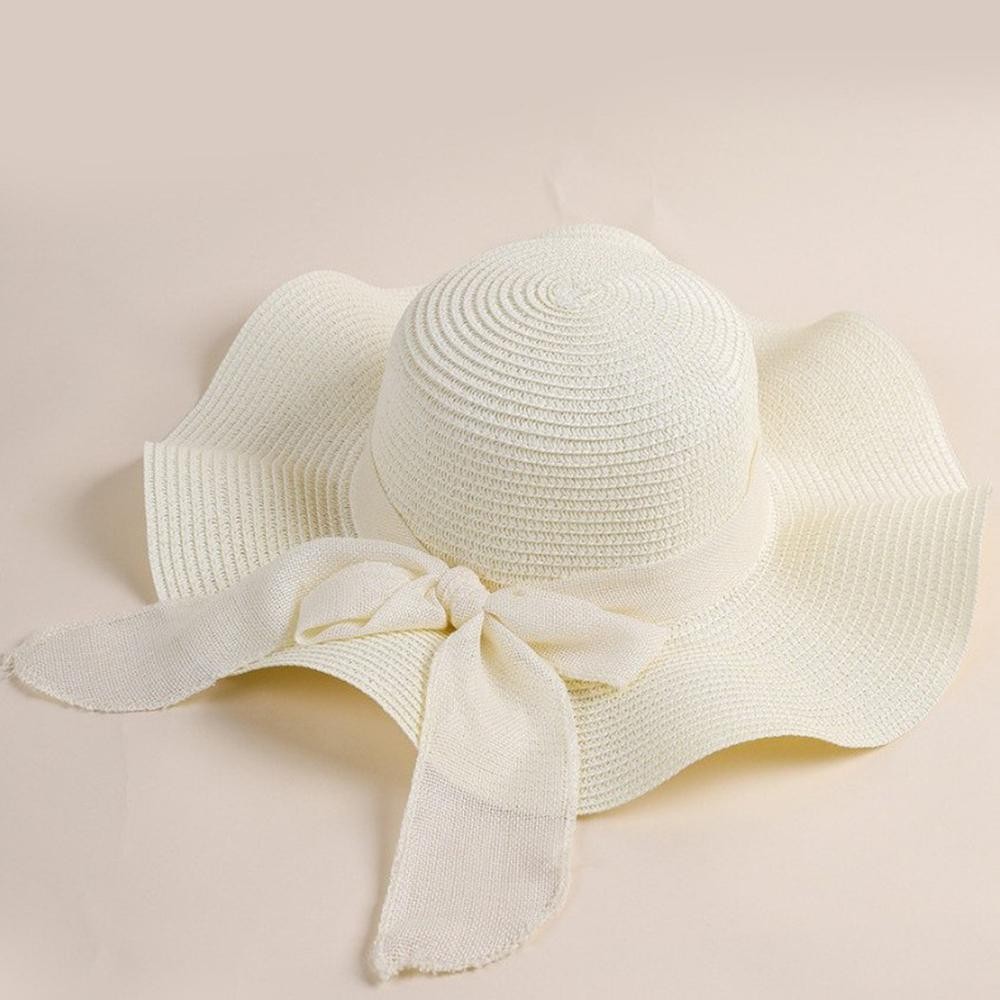 Straw Sun Hat Featuring Burlap Bow Band - One Size Fits Most - Brim Approximately 4" L view 2