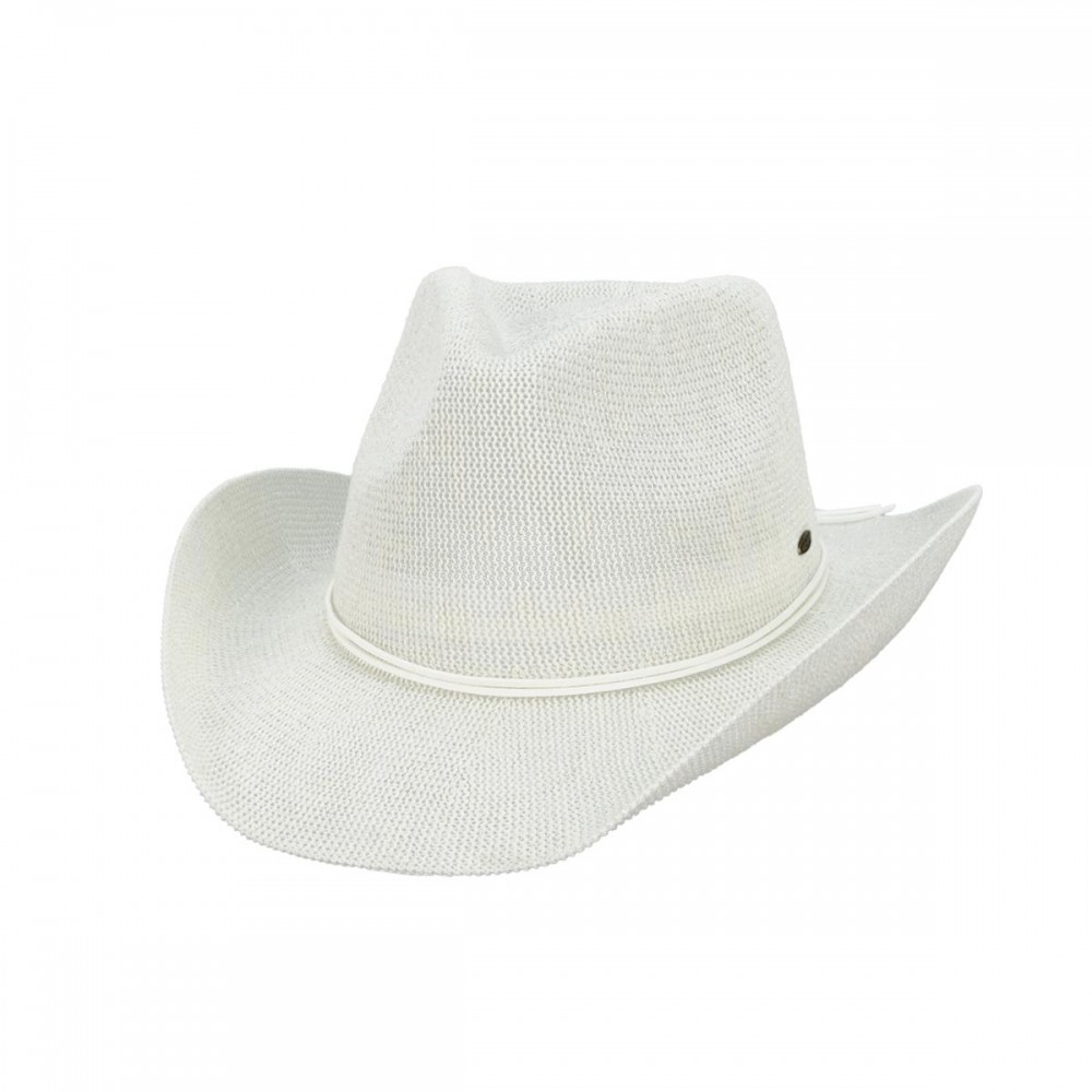 C.C CBC-0133 Cowboy Hat Metallic Cowboy Hat - One Size Fits Most (Internal Drawstring Adjustable) - 60% Polyester 25% Viscose 15% Cotton - Brim Approximately 3" L view 2