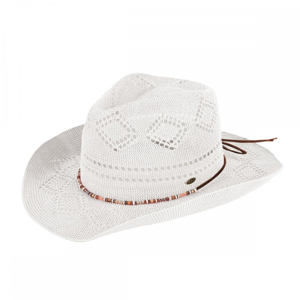 C.C CBC-0134 Woven Cowboy Hat With Beaded Band - One Size Fits Most - Adjustable Drawstring - Brim Approximately3" L - 60% Paper / 40% Polyester view 2