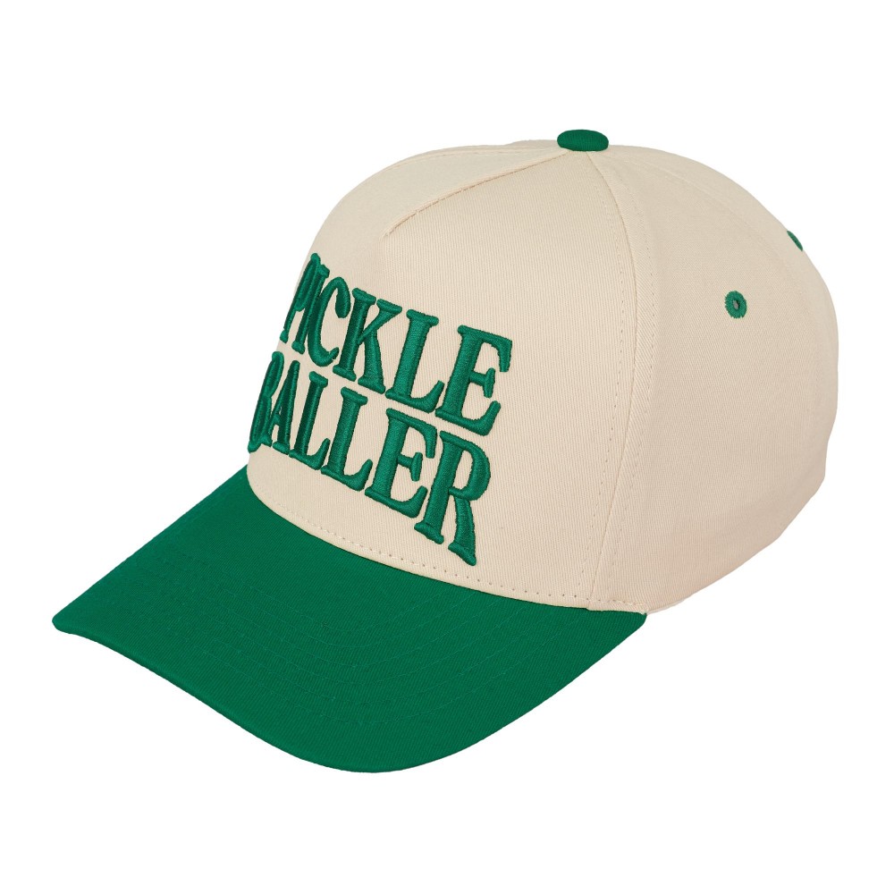 TCM0035GRN "Pickle Baller" Embroidered Two Tone Baseball Cap - One Size Fits Most - Snap Back Closure - 100% Cotton view 2