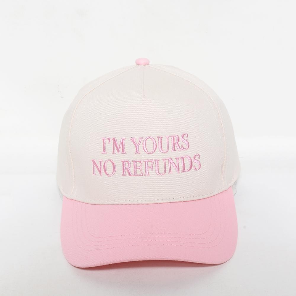 "I'M YOURS NO REFUNDS" Embroidered Two Tone Baseball Cap - One Size Fits Most - Snap Back Closure - 100% Cotton view 2