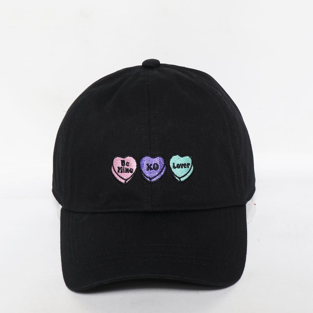 Conversation Hearts Embroidered Baseball Cap - One Size Fits Most - Slide Buckle Adjustment - 100% Cotton view 2