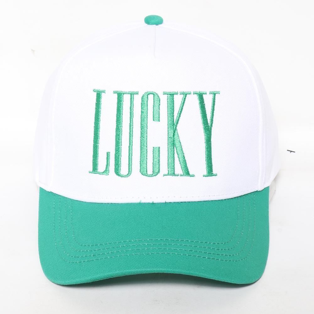 "LUCKY" Embroidered Two Tone Baseball Cap - One Size Fits Most - Snap Back Closure - 100% Cotton view 2