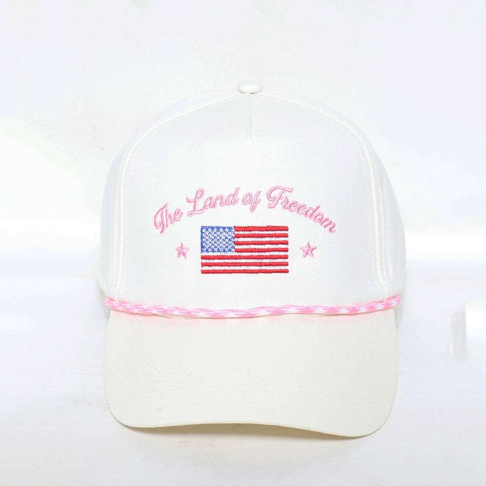 "The Land Of Freedom" Embroidered Baseball Cap With Two Tone Rope Detail - One Size Fits Most - Snap Back Closure - 100% Cotton view 2