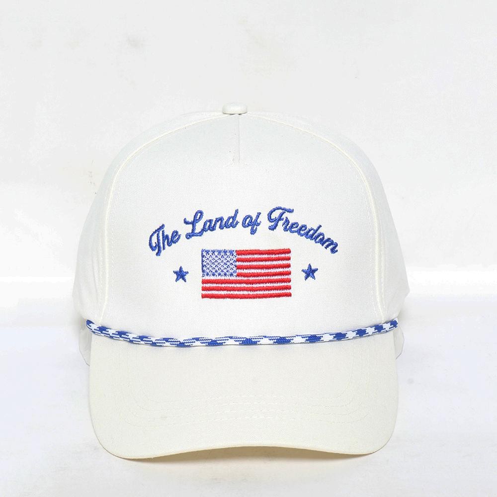 "The Land Of Freedom" Embroidered Baseball Cap With Two Tone Rope Detail - One Size Fits Most - Snap Back Closure - 100% Cotton view 2