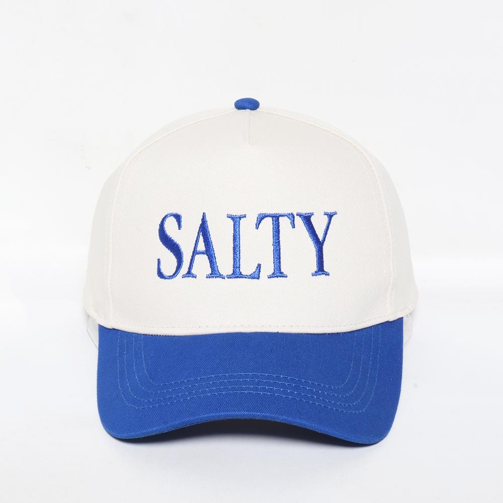 "SALTY" Embroidered Two Tone Baseball Cap - One Size Fits Most - Snap Back Closure - 100% Cotton view 2