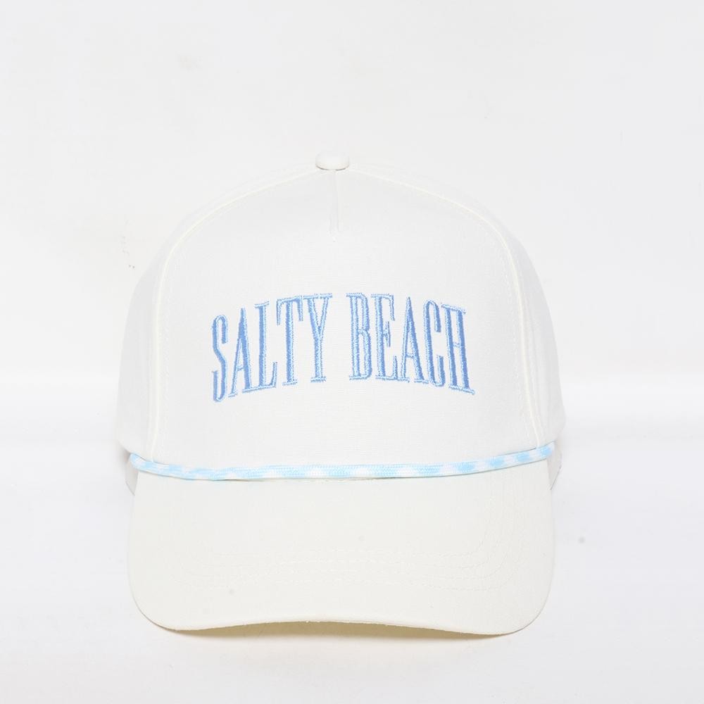 'Salty Beach' Embroidered Baseball Cap With Two Tone Rope Detail - One Size Fits Most - Snap Back Closure - 100% Cotton view 2