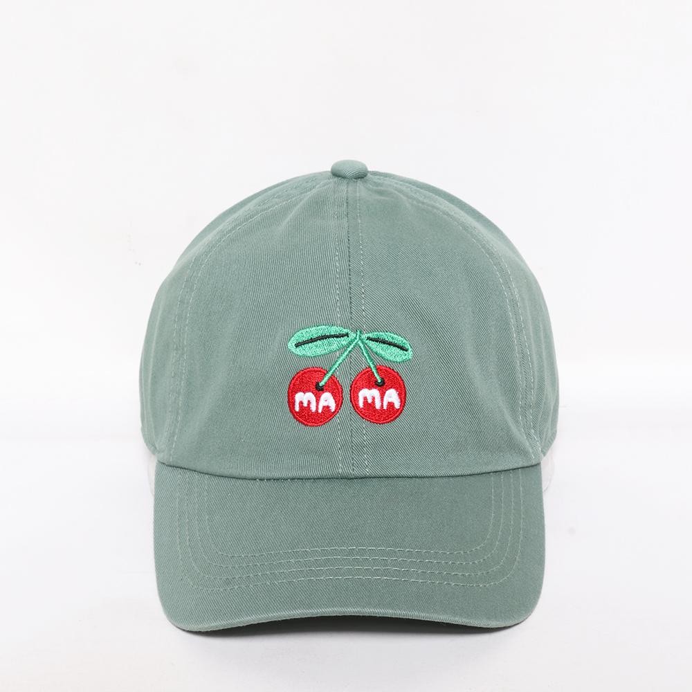 Mama Cherries Embroidered Baseball Cap - Matching "Mini" Hat In All Colors - 7201915 - One Size Fits Most - Slide Buckle Adjustment - 100% Cotton view 2