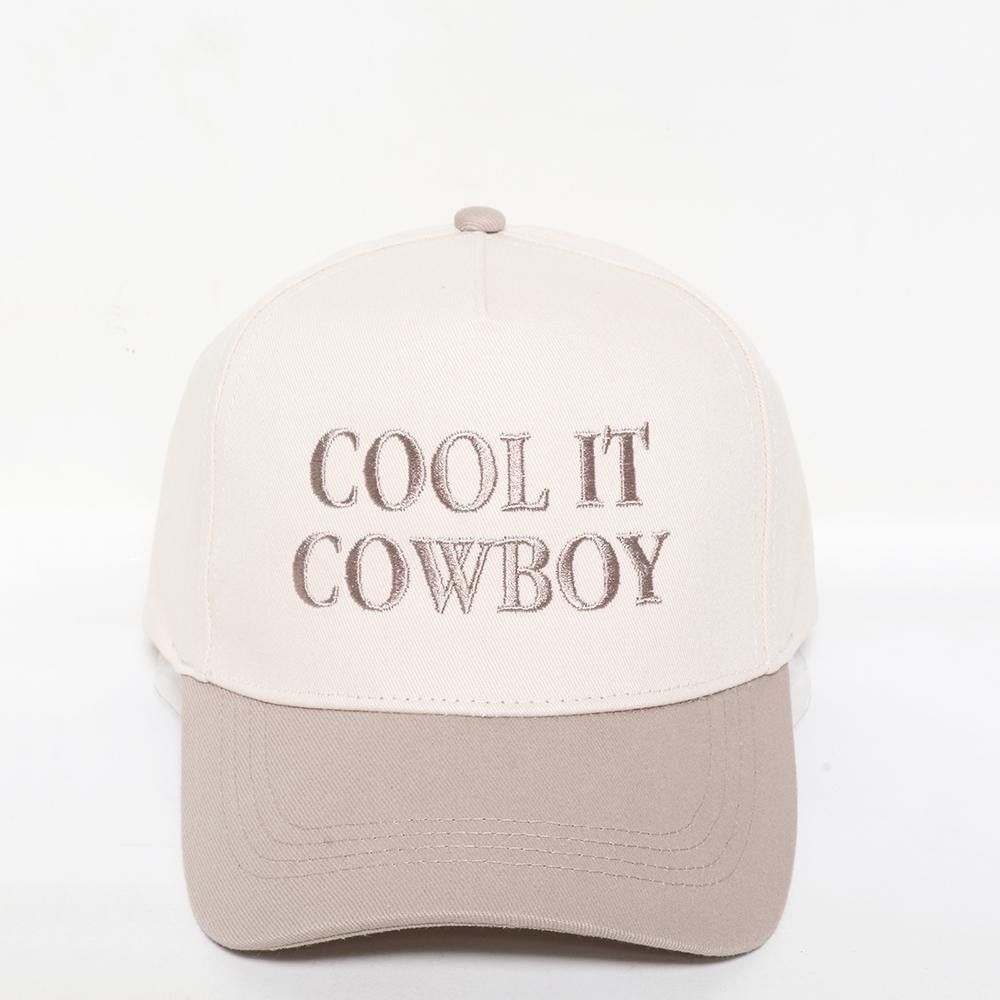 "COOL IT COWBOY" Embroidered Two Tone Baseball Cap - One Size Fits Most - Snap Back Closure - 100% Cotton view 2