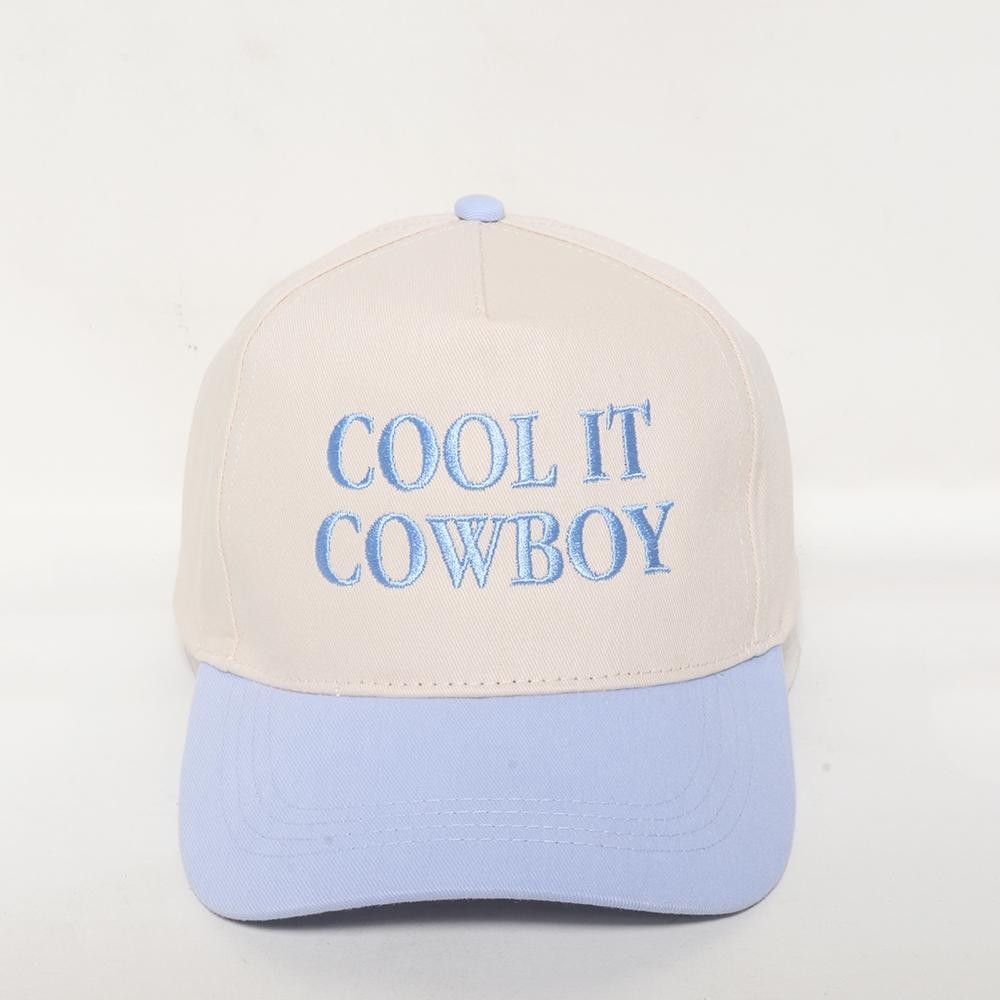 "COOL IT COWBOY" Embroidered Two Tone Baseball Cap - One Size Fits Most - Snap Back Closure - 100% Cotton view 2