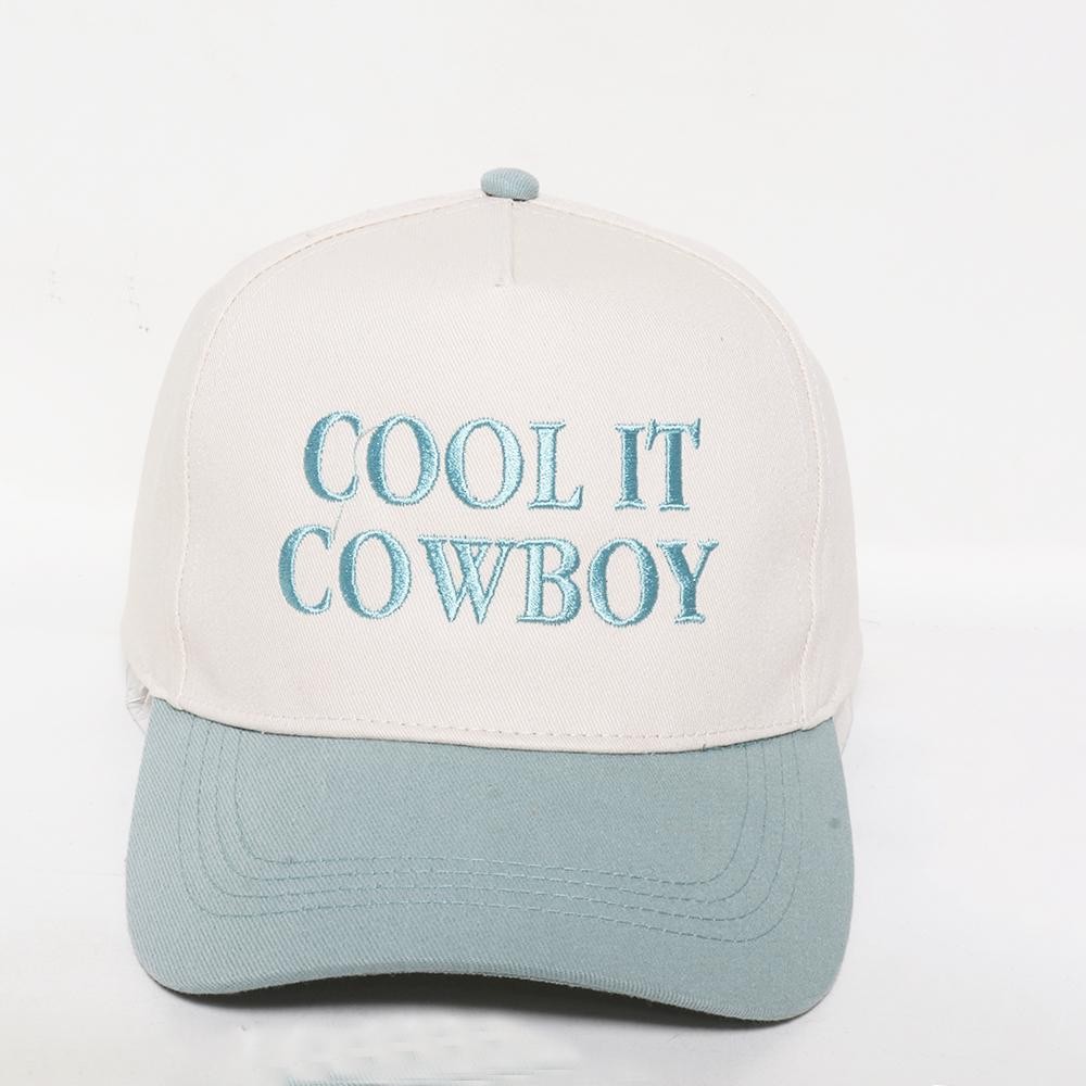 "COOL IT COWBOY" Embroidered Two Tone Baseball Cap - One Size Fits Most - Snap Back Closure - 100% Cotton view 2