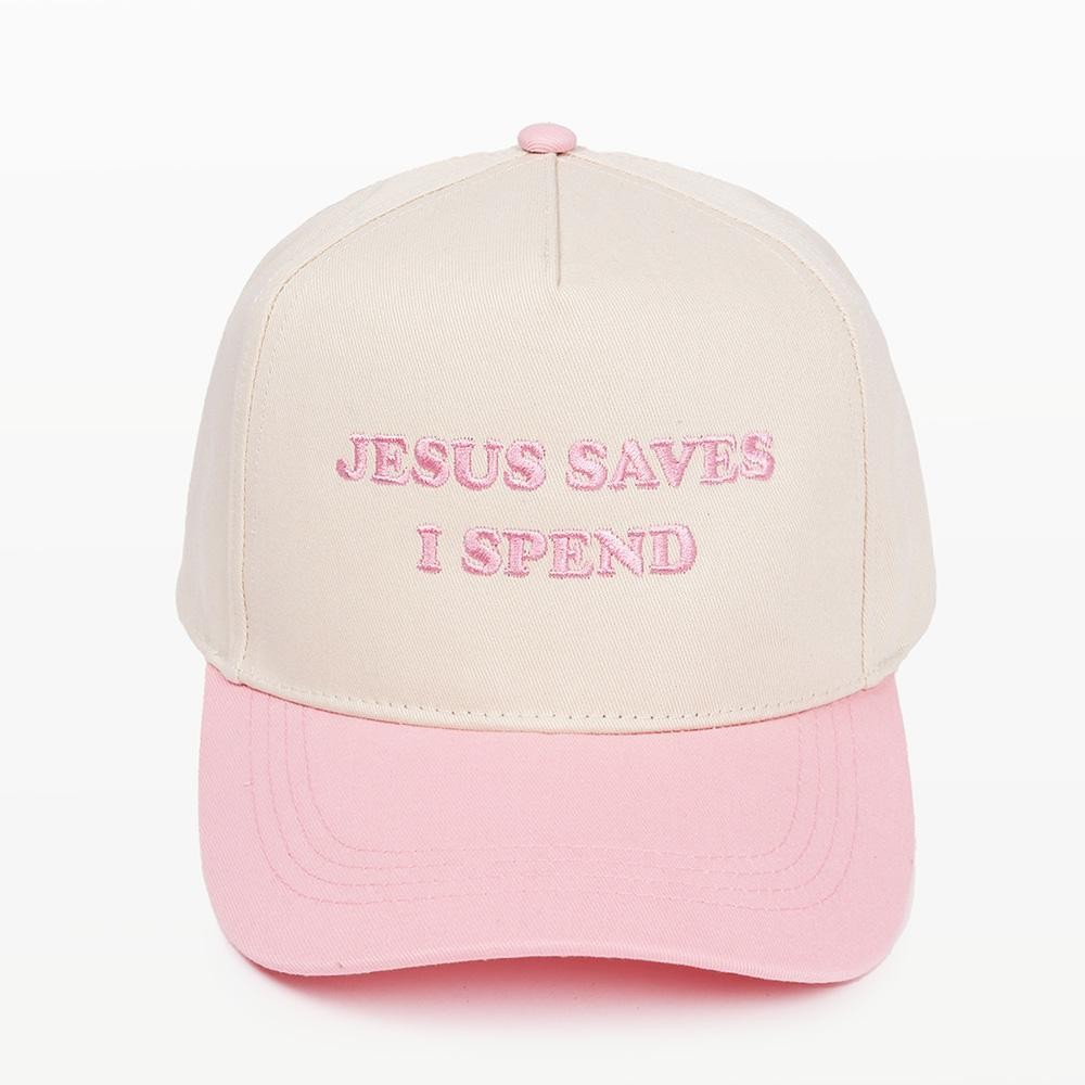 "JESUS SAVES I SPEND" Embroidered Two Tone Baseball Cap - One Size Fits Most - Snap Back Closure - 100% Cotton view 2