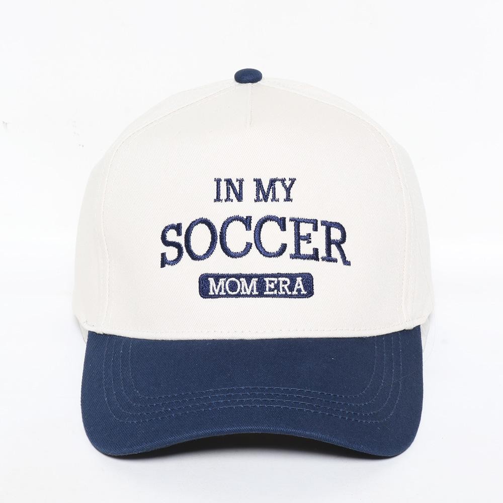"In My Soccer Mom Era" Embroidered Two Tone Baseball Cap - One Size Fits Most - Snap Back Closure - 100% Cotton view 2