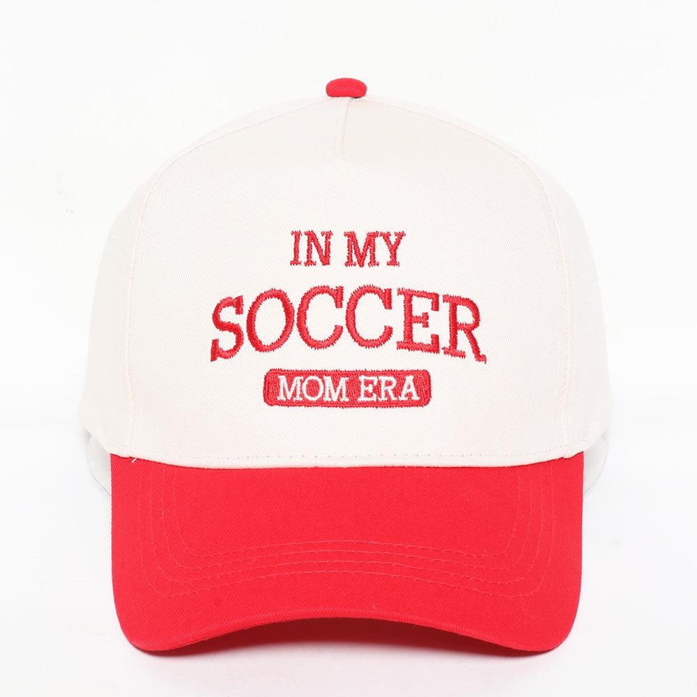 "In My Soccer Mom Era" Embroidered Two Tone Baseball Cap - One Size Fits Most - Snap Back Closure - 100% Cotton view 2