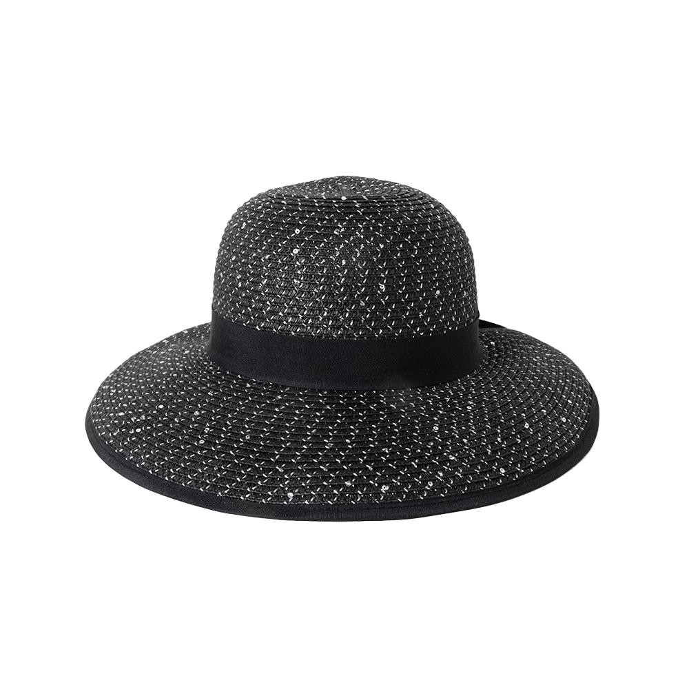 Straw Messy Bun Sun Hat With Sequins & Bow Detail - One Size Fits Most - Tangle Free Velcro Closure - 100% Paper view 2