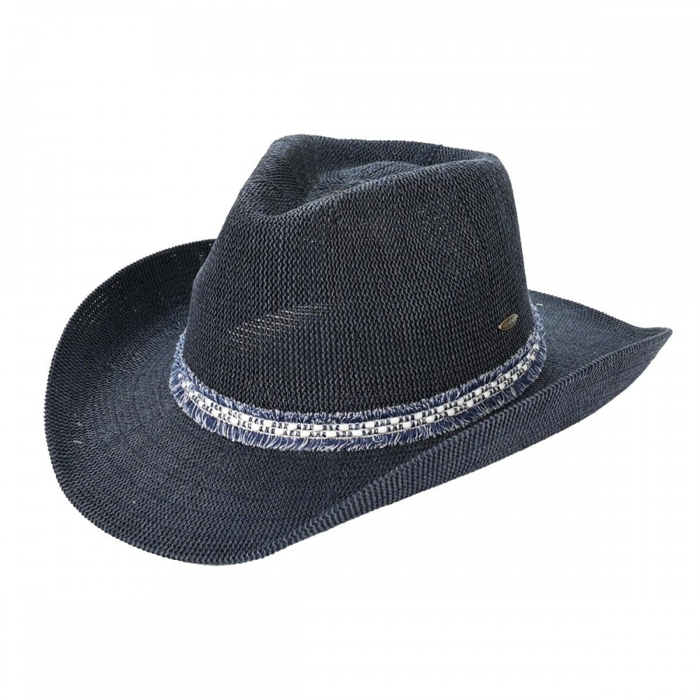 C.C CBC-0035 Cowboy Hat Cowboy Hat With Fringe Trim Band - One Size Fits Most (Internal Drawstring Adjustable) - 60% Paper 40% Polyester - Brim Approximately 3.25" L view 2