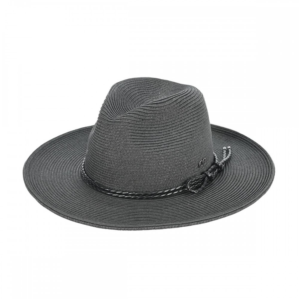 C.C PNC-0012 Panama Hat Paper Panama Hat With Leather String Rope - One Size Fits Most (Internal Drawstring Adjustable) - 75% Paper 25% Polyester - Brim Approximately 3.25" L view 2