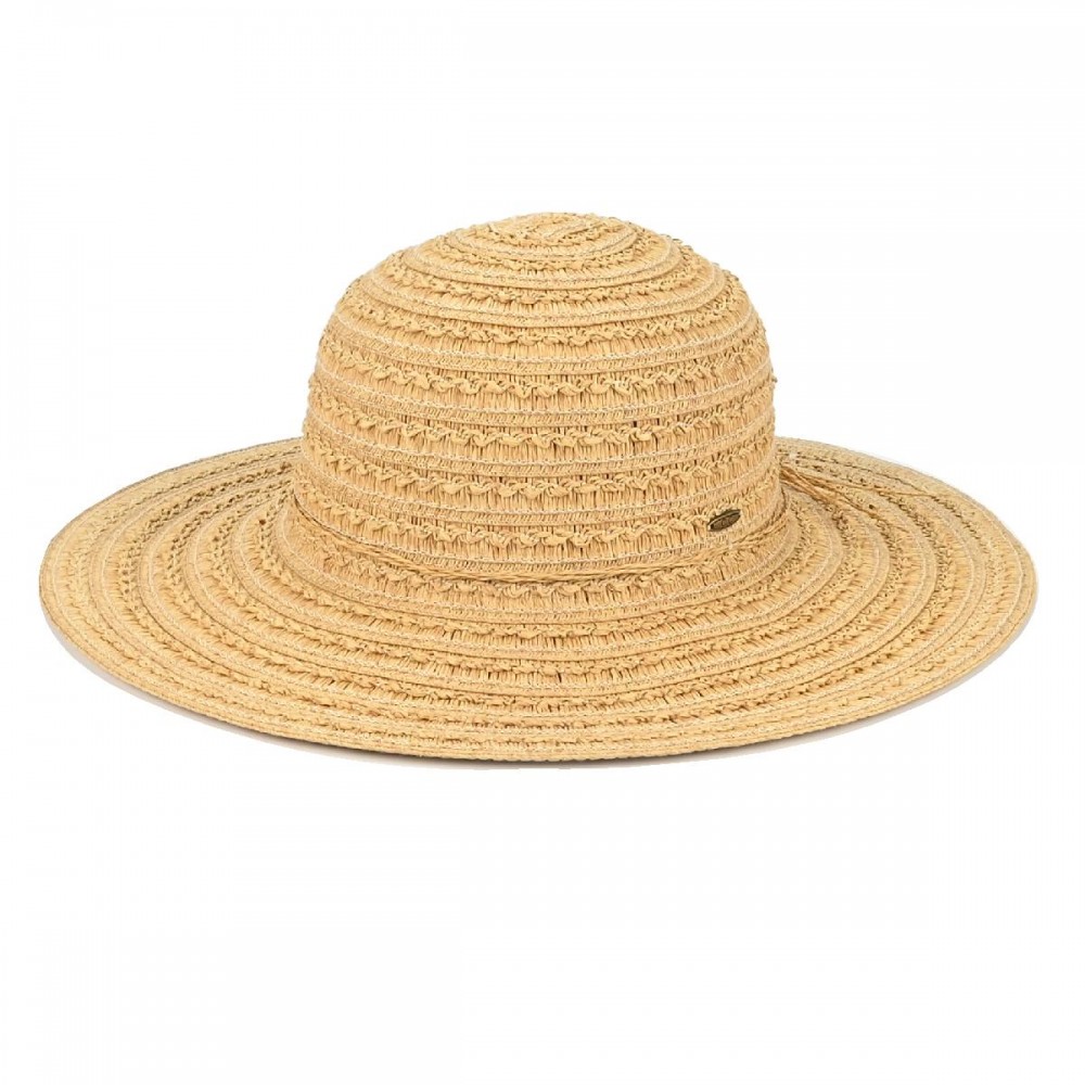 C.C STH-0037 Brim Hat Wide Brim Textured Sun Hat - One Size Fits Most (Internal Drawstring Adjustable) - 80% Paper 20% Polyester - Brim Approximately 4" L view 2