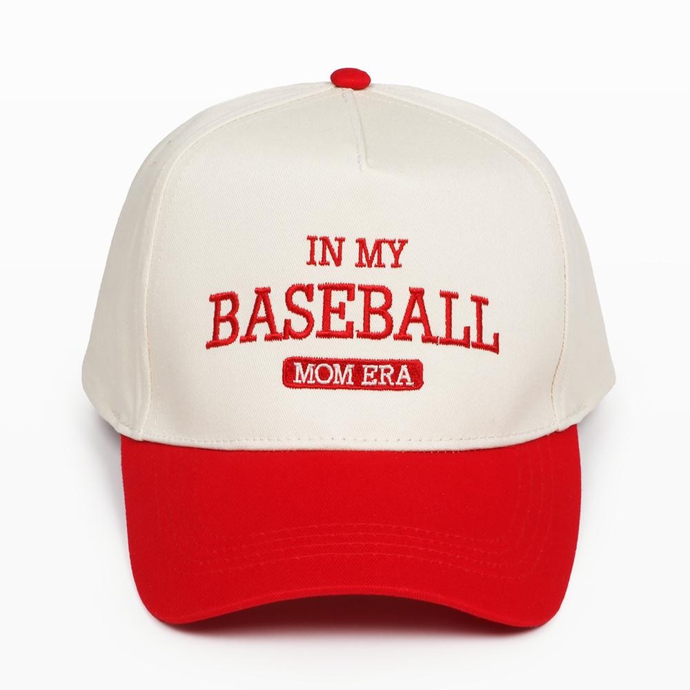 "In My Baseball Mom Era" Embroidered Two Tone Baseball Cap - One Size Fits Most - Snap Back Closure - 100% Cotton view 2