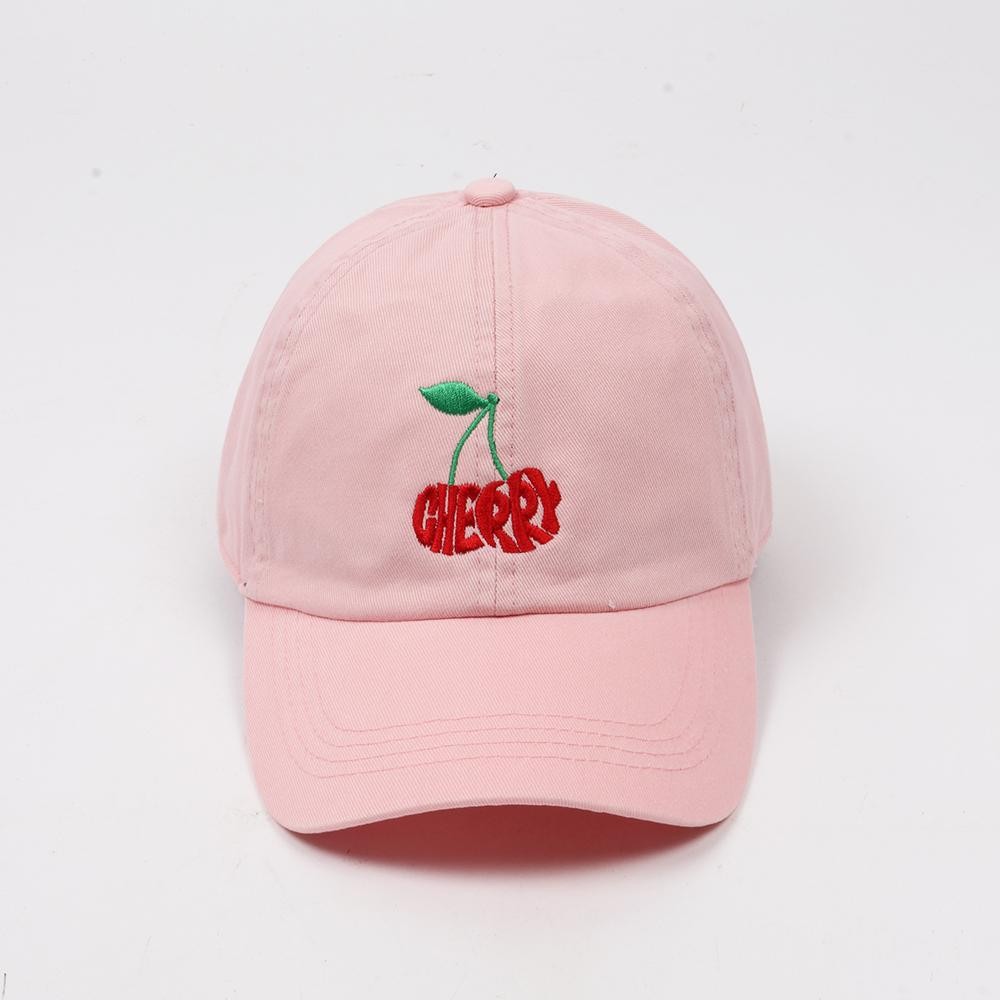Cherries "CHERRY" Calligram Embroidered Baseball Cap - One Size Fits Most - Slide Buckle Adjustment - 100% Cotton view 2