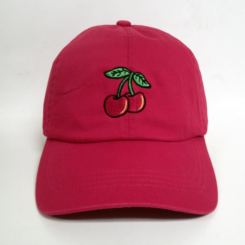 Cherries Embroidered Baseball Cap - One Size Fits Most - Slide Buckle Adjustment - 100% Cotton view 2