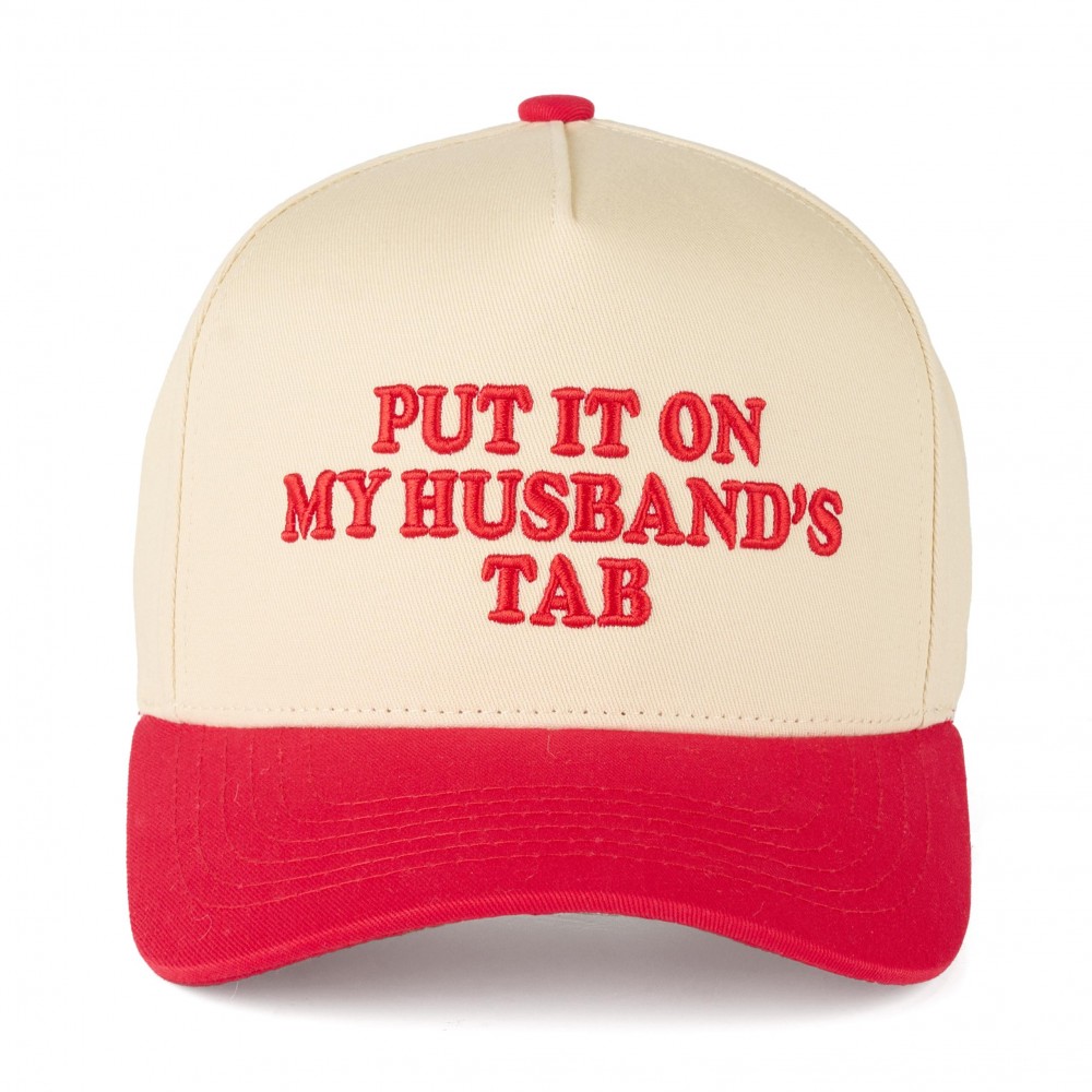 C.C TCM-0050 Two Tone Embroidered "PUT IT ON MY HUSBAND'S TAB" Trucker Cap - Snap Back Closure - One Size Fits Most - 100% Cotton view 2