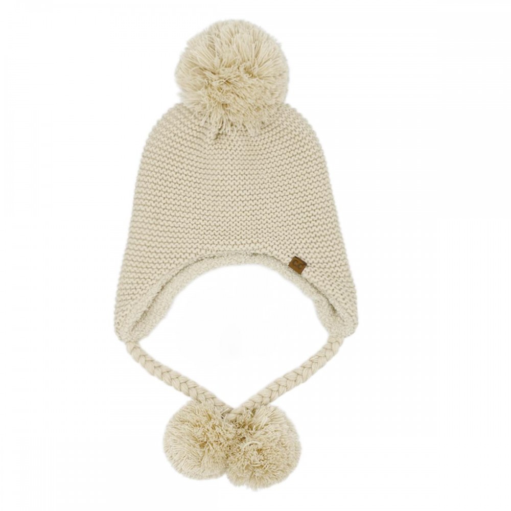 C.C TRE0171 Knitted Trapper With Yarn Pom. - 100% Acrylic - One Size view 2