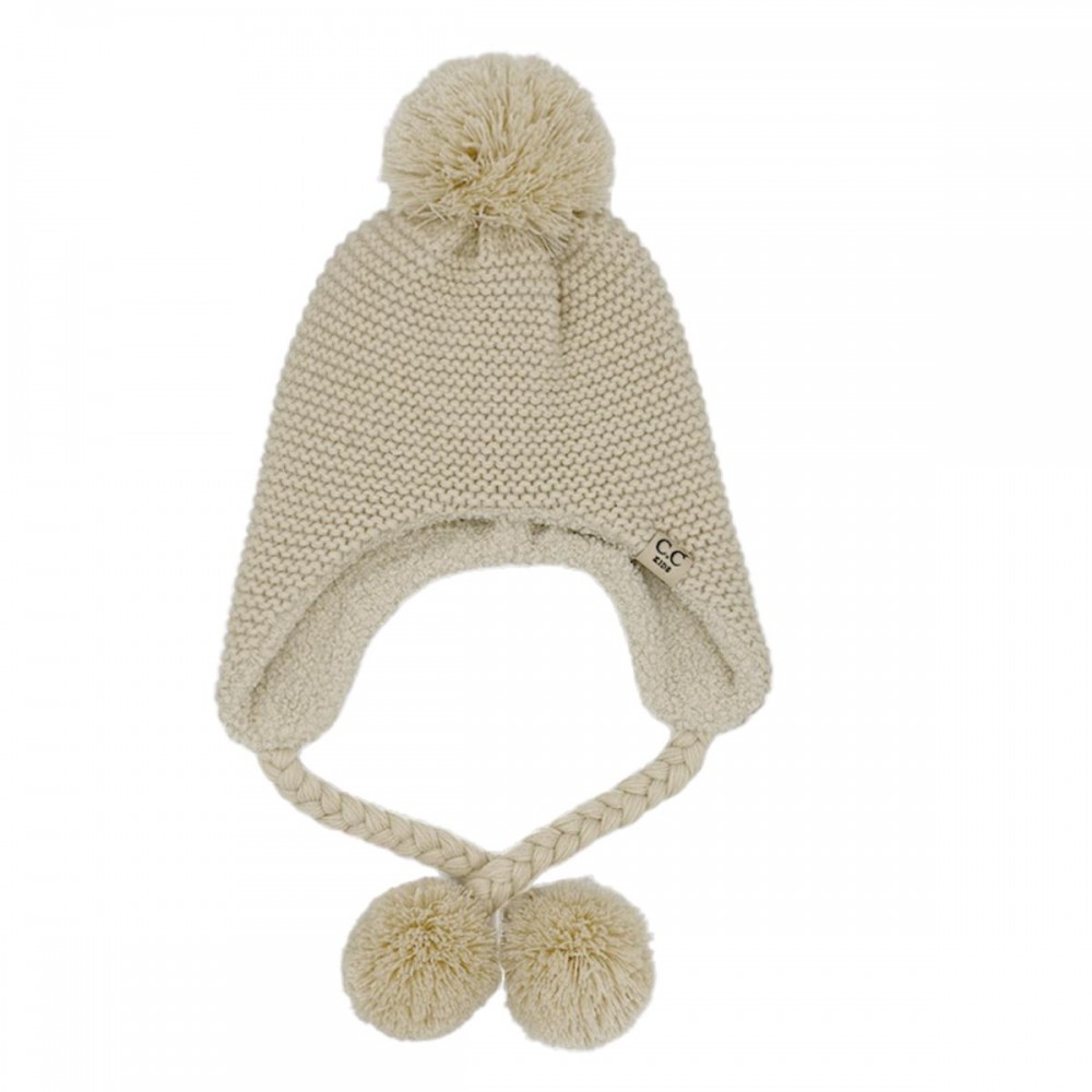 C.C TRE0171 Knitted Trapper With Yarn Pom. - 100% Acrylic - One Size view 2