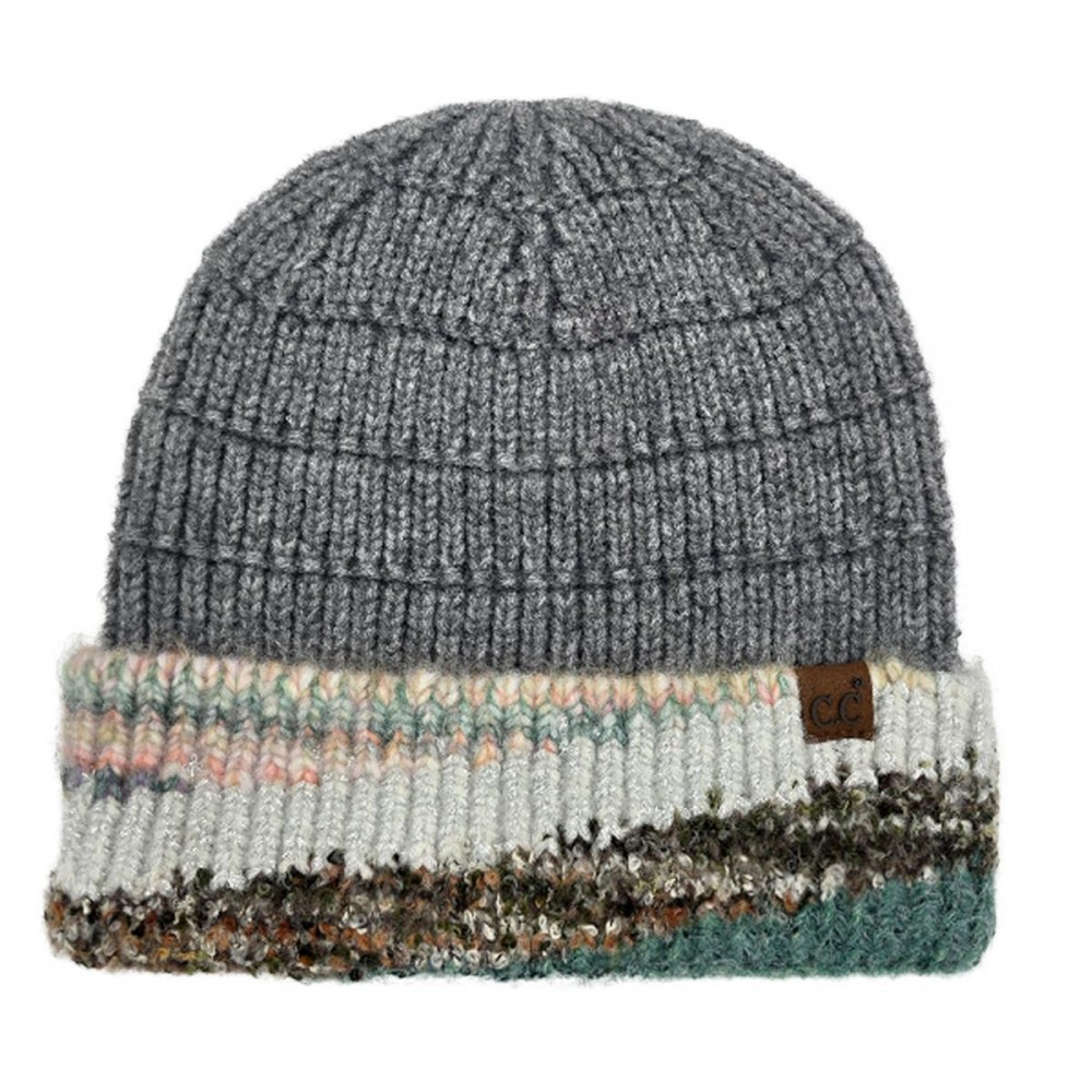 C.C HTC0040 Multi Marled Yard Cuff Beanie - 46% Rayon / 28% Polyester / 26% Nylon - One Size Fits Most view 2