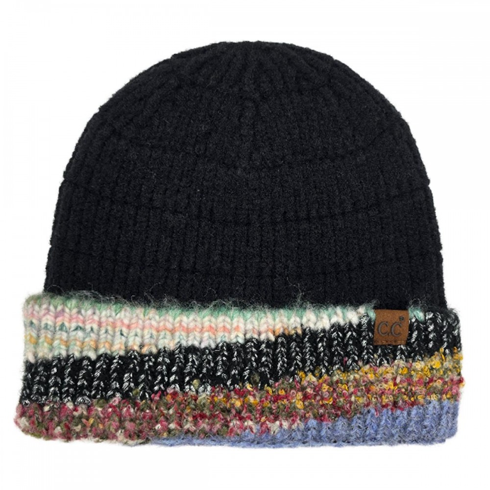 C.C HTC0040 Multi Marled Yard Cuff Beanie - 46% Rayon / 28% Polyester / 26% Nylon - One Size Fits Most view 2
