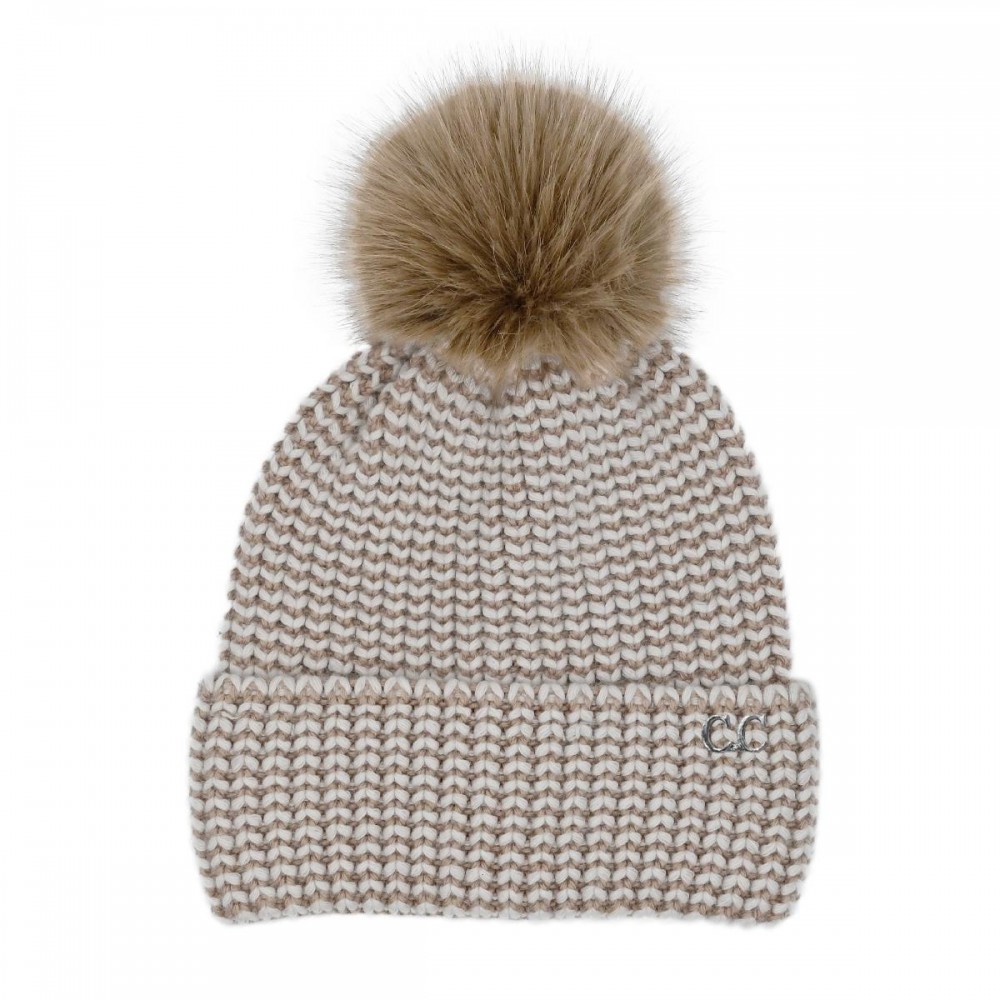 C.C HTC0064 Two Tone Angora Cuff Beanie - 60% Nylon / 30% Viscose / 10% Angora - One Size Fits Most view 2