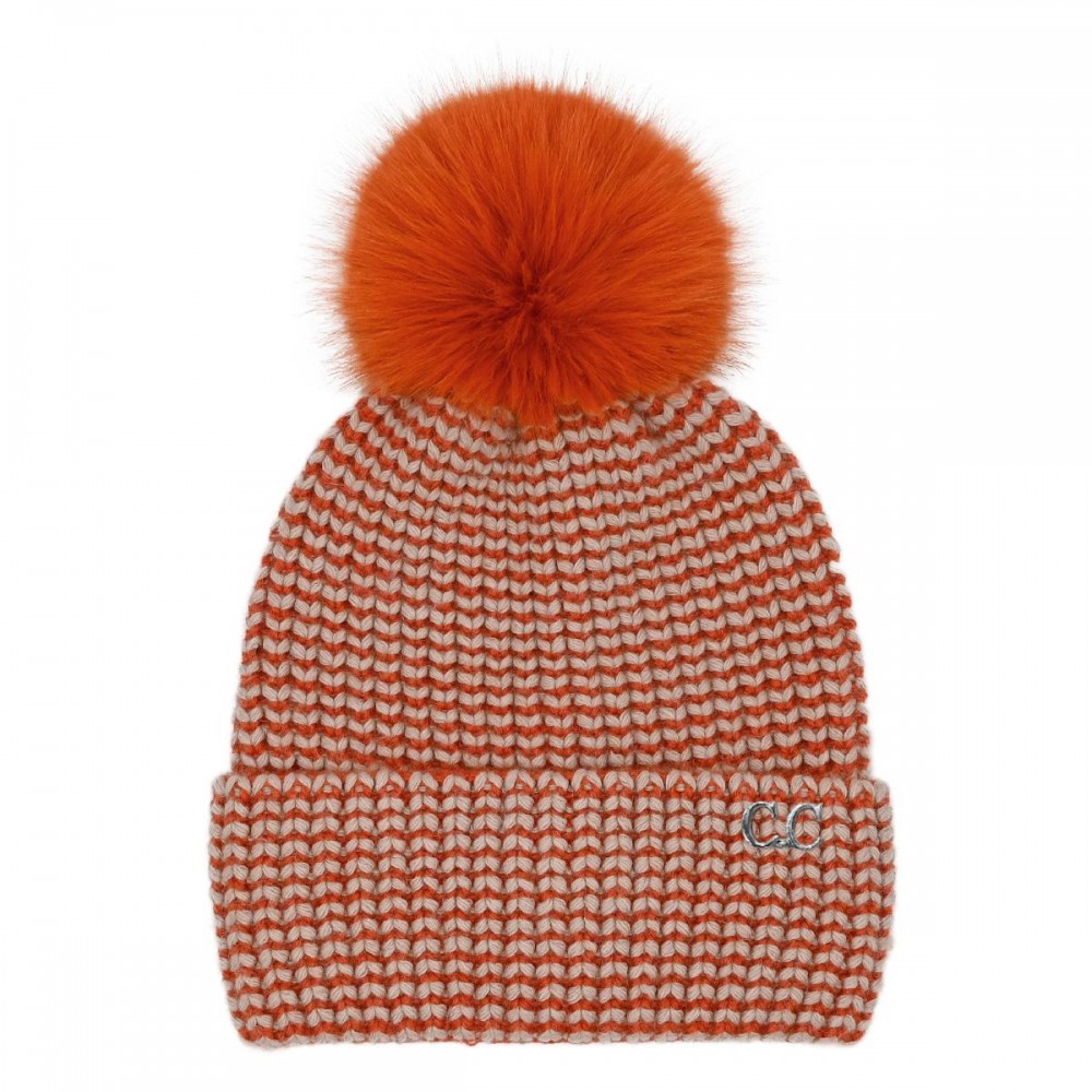 C.C HTC0064 Two Tone Angora Cuff Beanie - 60% Nylon / 30% Viscose / 10% Angora - One Size Fits Most view 2